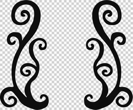 Swirling Vine Brackets on White Background curly decorative isolated on a tr Illustrazione stock