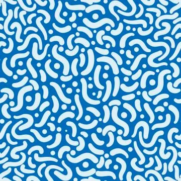 Swirls on blue, abstract seamless pattern Stock Illustration