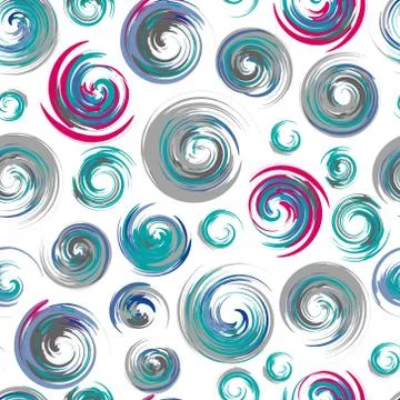 Swirls drawn seamless swirl pattern. Dry brush doodle illustration. Abstract 스톡 일러스트