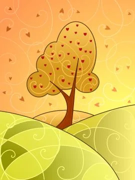 Swirly landscape - fall Stock Illustration