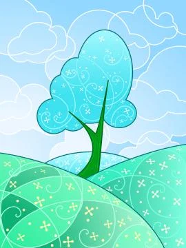 Swirly landscape in spring Stock Illustration
