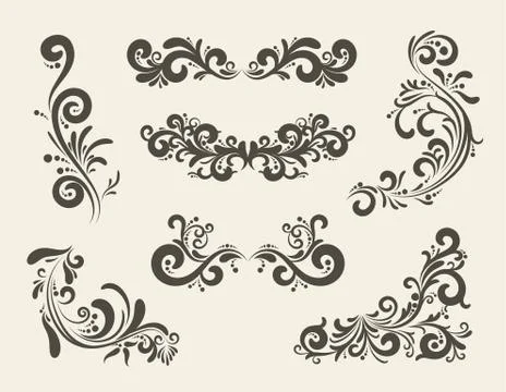 Swirly line curl patterns Stock Illustration