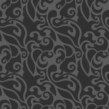 Swirly seamless pattern in shades of grey Stock Illustration