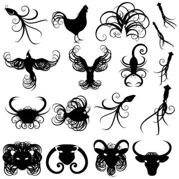 Swirly silhouettes Stock Illustration