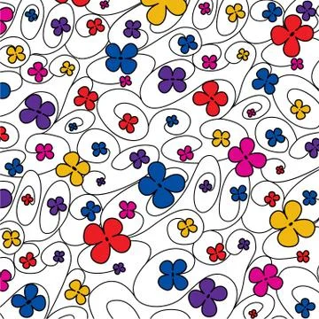 Swirly whimsical floral pattern in vector format. Stock Illustration