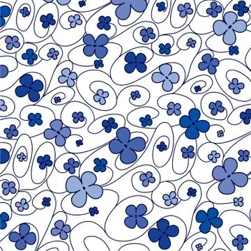 Swirly whimsical floral pattern in vector format. Stock Illustration