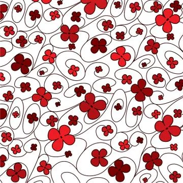 Swirly whimsical floral pattern in vector format. Stock Illustration