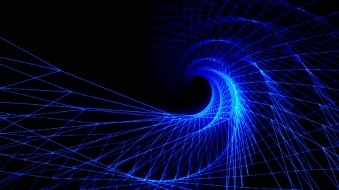 Swirly wires with rays of light rotating blue Stock Footage 199434035