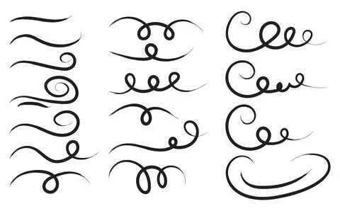 Swish doodle underline set Hand drawn Stock Illustration