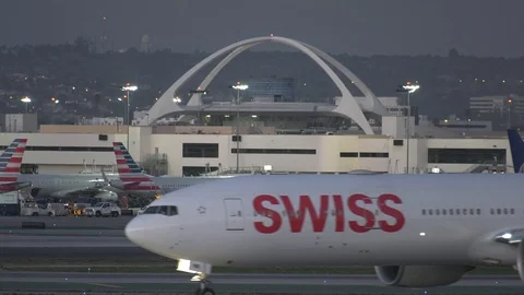 Swiss Air at night Stock Footage 100651014