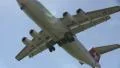 Swiss air plane flying overhead HD Footage