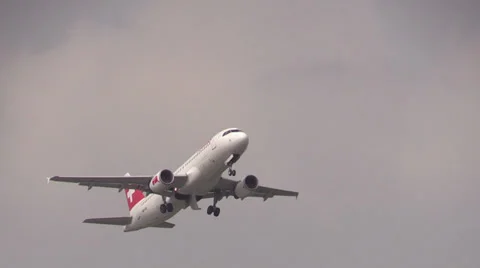 Swiss Air takeoff Stock Footage 27880924