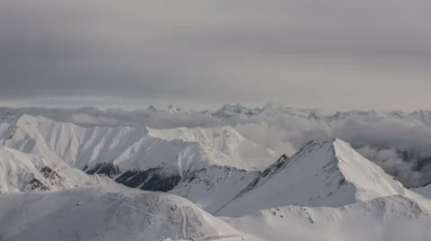 Swiss Alps cloud covered mountain tops tracking shot 4K ultra HD 库存影片 36148716