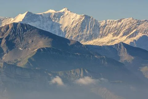 Swiss Alps mountain range seen from Brienz Rothorn. Stock Photos