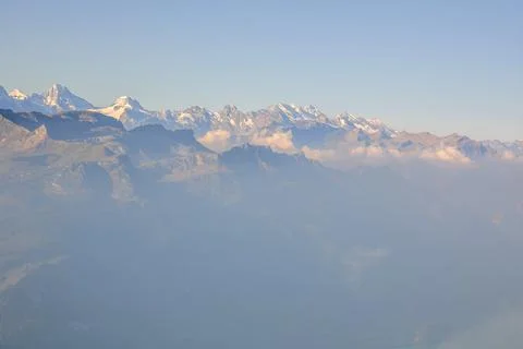 Swiss Alps mountain range seen from Brienz Rothorn. Stock Photos