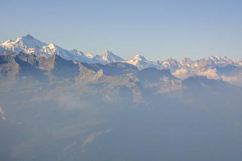 Swiss Alps mountain range seen from Brienz Rothorn. Stock Photos