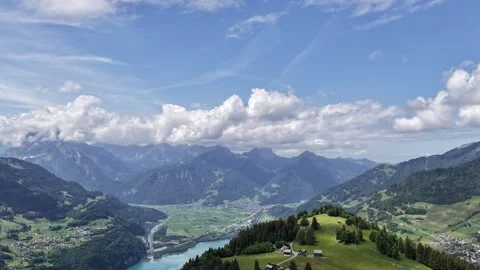 Swiss Alps timelapse, clouds moving over Walensee valley, Amden Switzerland Stock Footage 346276302