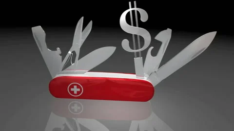 Swiss Army Money Pocket Knife Video Stock Footage