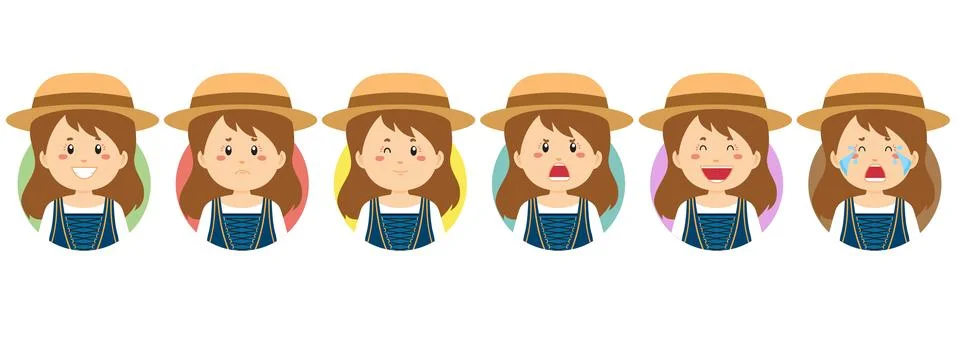 Swiss Avatar with Various Expression Stock Illustration