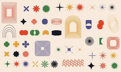 Swiss bauhaus y2k brutalist elements. Abstract geometric shapes, contemporary イラスト素材