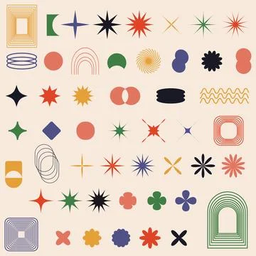Swiss bauhaus y2k brutalist elements. Abstract geometric shapes, contemporary Stock Illustration