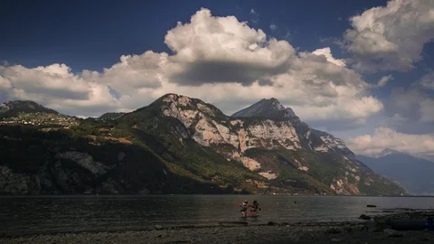 Swiss Beach 4K Timelapse on Walensee Lake Stock Footage 94889921