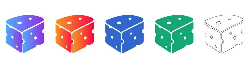 Swiss Cheese Block Vector Icon Set Ilustración de archivo