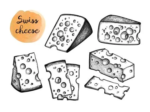 Swiss cheese set Illustrazione stock