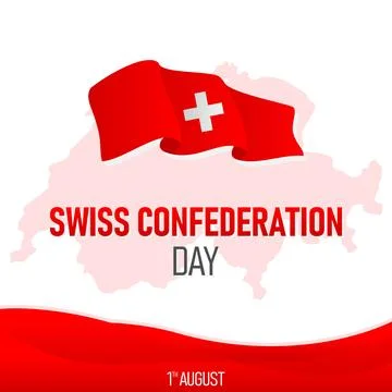 Swiss Confederation Day with Red map of the country Stock Illustration
