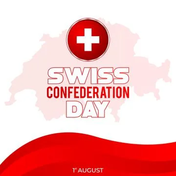 Swiss Confederation Day with Red map of the country Stock Illustration