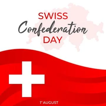 Swiss Confederation Day with Red map of the country Stock Illustration