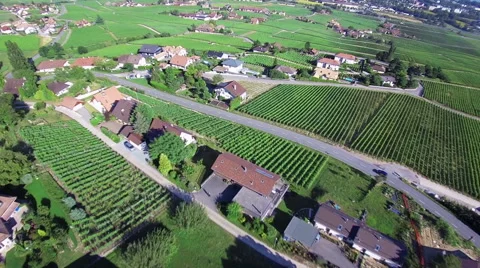 Swiss country side from above : lake Geneva area Stock-Footage 43484853