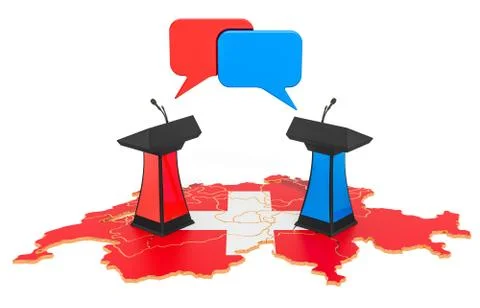 Swiss Debate concept, 3D rendering Stock-Illustration