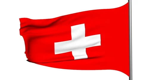 Swiss flag 3d animation on white background Stock Footage 131509351