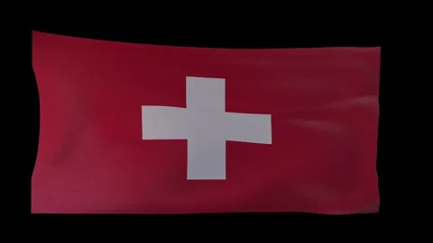 Swiss Flag 4K 60FPS alpha video with transparent background 動画素材 250549889