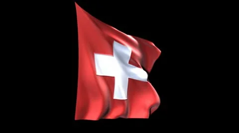 Swiss flag with alpha matte Stock Footage 10725911