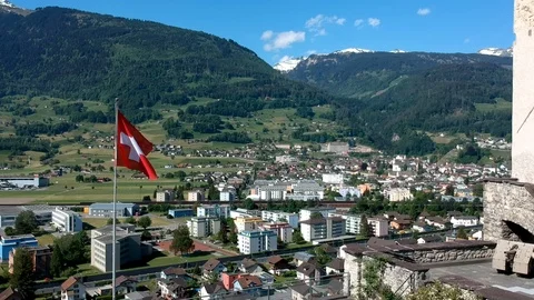 Swiss flag fly by Video stock 107011270