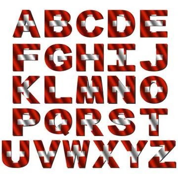 Swiss flag font Stock Illustration