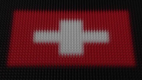 Swiss Flag Light Shining on Scrolling Bullets Stock Footage 301719846