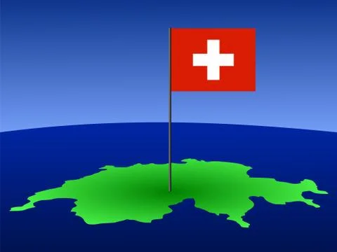 Swiss flag on map Stock Illustration