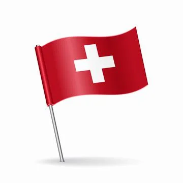 Swiss flag map pointer layout. Vector illustration. Stock Illustration