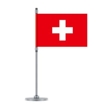 Swiss flag on the metallic pole, vector illustration Stock Illustration
