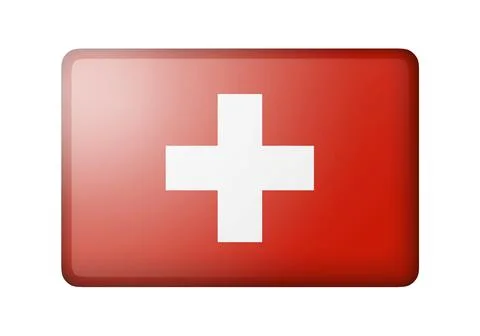 The Swiss flag. Rectangular matte icon. Isolated on white background イラスト素材
