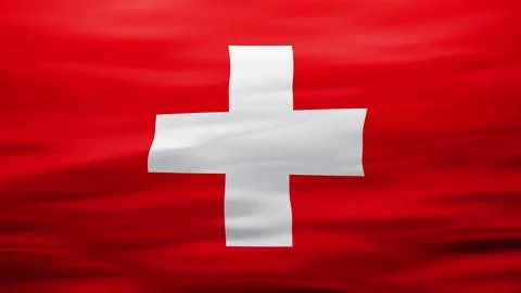 Swiss flag, Rippled silk texture - 3D illustration Stock Illustration