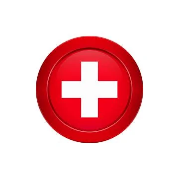 Swiss flag on the round button, vector illustration Illustrazione stock