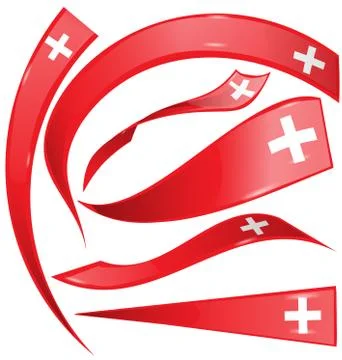 Swiss flag set on white background Ilustración de archivo