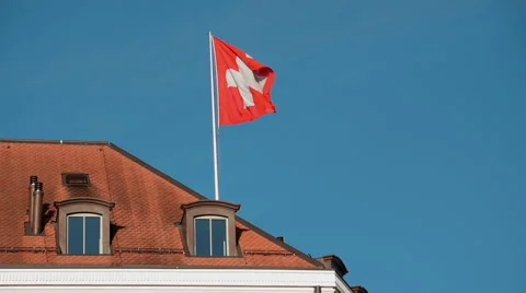 Swiss flag in slow motion Stock Footage 48243103