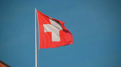 Swiss flag in slow motion Stock Footage 48243170