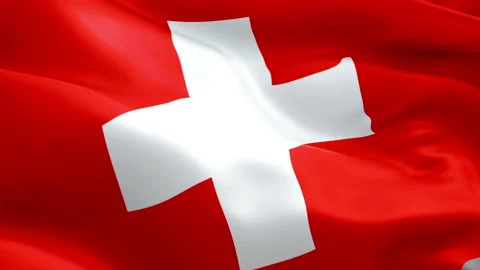Swiss Flag Transition waving in wind video footage Full HD. Realistic Swiss Flag Stock Footage 97653350