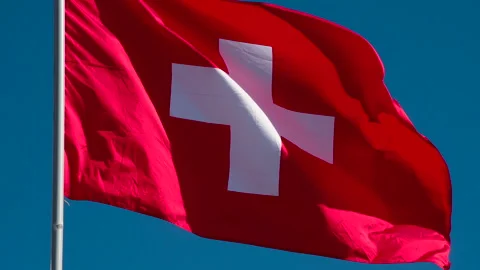 Swiss Flag Waves the Wind HD Pro 30 Stock-Footage 111454874